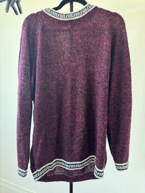 Maroon Knit Sweater with patterned trim